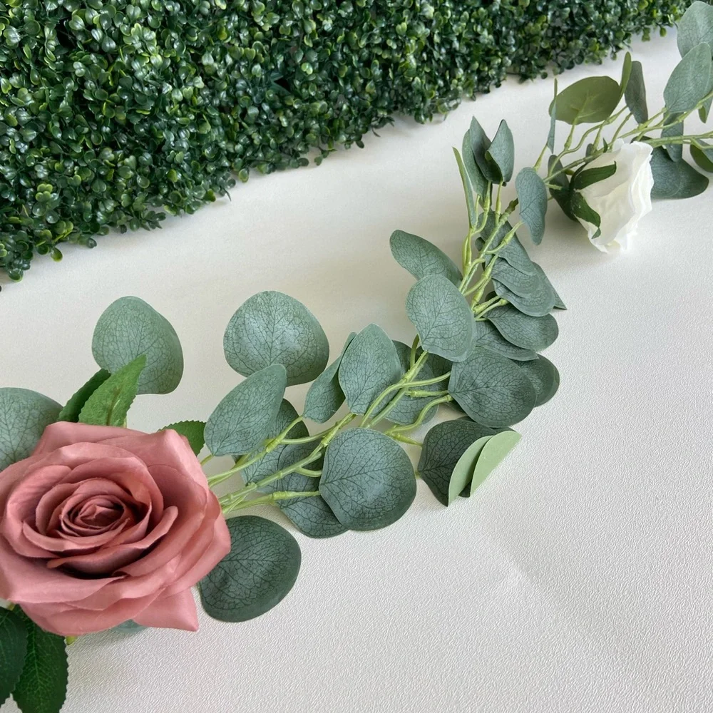 6.5 Foot Dusty Rose Mauve Flower Eucalyptus Garlands  Custom Vine New